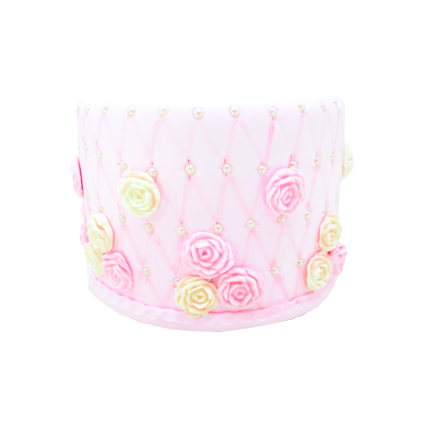 Bolo - Rosa com flores
